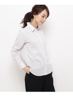 コットン混ストライプシャツ/ライトグレー(011)