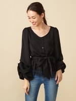 コンシャススリーブブラウス/ブラック