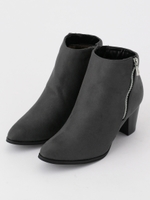 サイドファスナーショートブーツ/チャコールグレー