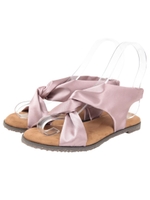 サテンクロスフラットサンダル/ピンク