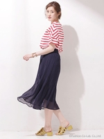 シフォンランダムプリーツスカート/ネイビー