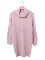 シャギーケーブルオフタートルニットワンピース/ラベンダー/ピンク