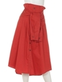 シャツディテールロングスカート/RED