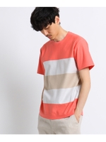 シャドーヘリンボーンパネルTシャツ/ラズベリーピンク(373)