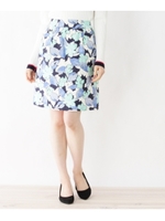 シャンタンフラワータイトスカート/ネイビー(193)