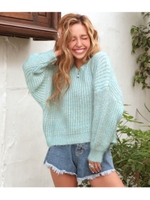 ショート丈MIXニットトップ/ブルー(019)