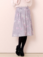 シルエットフルールタックフレアースカート/紫系