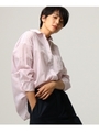シルク混ストライプシャツ/ベビーピンク(371)