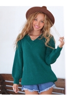 【anap mimpi】 シンプルVネックニットチュニック/ピンク(008)