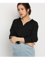 ジョーゼットフラップポケットシャツ/ブラック(019)