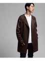 スエード調ノーカラーコート/ブラウン(042)