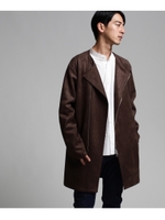 スエード調ノーカラーコート/ブラウン(042)