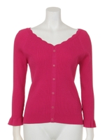 スカラネック前後２ｗａｙリブカーデ風ニットプルオーバー/フューシャピンク