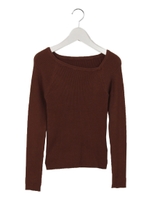 スクエアリブKNIT TOPS/BROWN