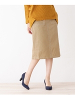 ステッチ入りコットンタイトスカート/ライトベージュ(051)