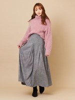 タックフレアロングスカート/ブラック