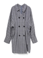 ダブルボタンチェックシャツワンピース/グレー