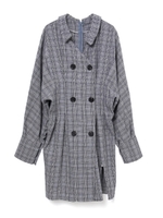 ダブルボタンチェックシャツワンピース/グレー