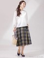 チェックギャザースカート/オリーブ