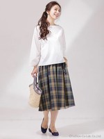 チェックギャザースカート/オリーブ