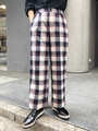 チェックソフトワイドパンツ/ネイビー