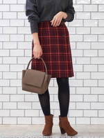 チェックトラペーズスカート/レッド柄