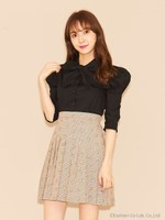 チェックフラワープリーツスカート/ベージュ