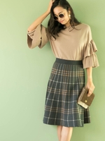 チェックフレアスカート/GRAY