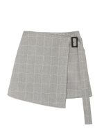 チェックラップミニスカート/GRY
