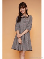 チェック柄チョーカースクエアワンピース/チャ