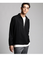 ツイルハーフジップ長袖シャツ/ブラック(019)