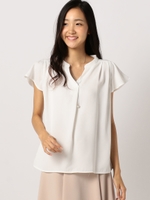 ネックレス付きＶネックブラウス/シロ