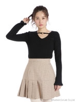 ハートチョーカーリブニット/ブラック