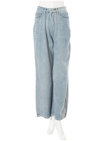 ハイウエストデニムワイドパンツ/ブルー