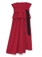 ハイウエストベルティッドスカート/RED