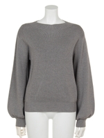 ハイネック袖ボリュームニット/グレー