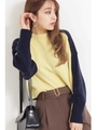 バイカラーコンパクトニット/イエロー×ネイビー1(061)