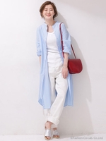 バックタックベルトリボンシャツワンピ/サックス