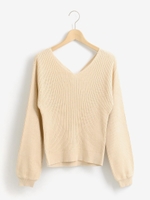 バックツイストリブニット/ベージュ