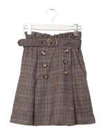 バックリボンダブルボタンスカート/ブラウン
