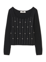 ビジュースクエアニットトップス/ブラック