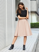 フェイクレザー切り替えワンピース/ブラック