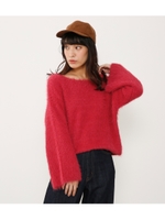 フェザークロップドニットTOPS/PNK