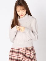 フェミニンオフタートルバックリボンニット/ライトグレー