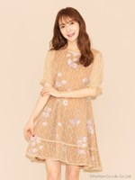 フラワーブーケワンピース/ブラウン