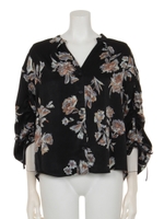 フラワープリントシャーリングスリーブBL/ブラウン