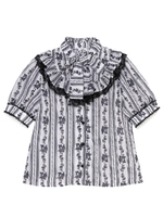 フラワーボウタイブラウス/ブラック