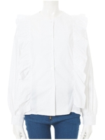 フリルラインブラウス/ホワイト