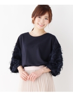 フリンジ袖プルオーバー/ネイビー(093)