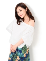 フレアスリーブワンショルトップ/WHITE